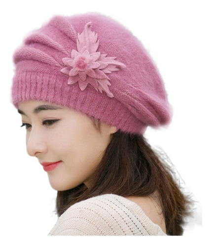 E Sombrero De Mujer Tejido Con Flores Ab290 Gorro De Gan [u]