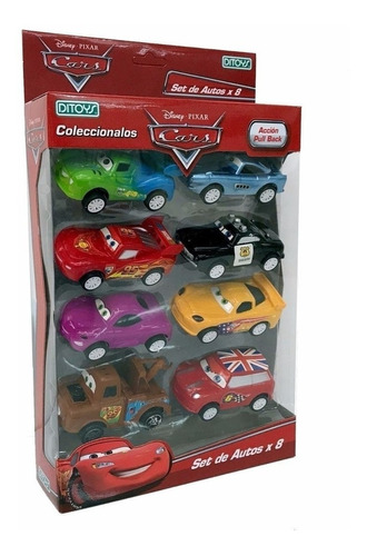 Cars Set Con 8 Autos Rayo Macqueen Mater Disney Orig Ditoys 