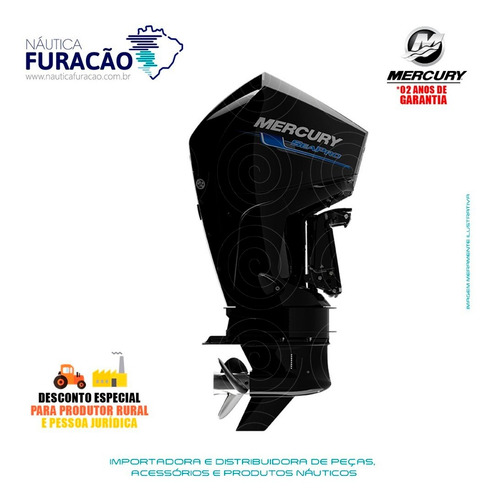 Motor De Popa Mercury 4 Tempos 200hp Cxl Seapro V6 Mec Preto