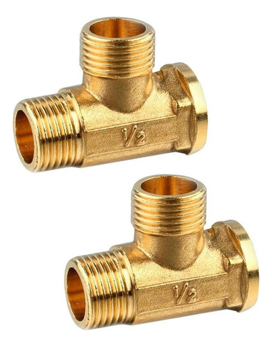 . 2 Piezas De 1/2 / Latón Tee Conexiones Conectores De Tubo