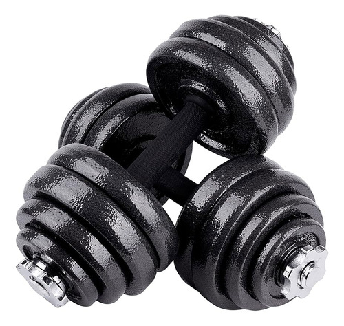 Set Barra Mancuernas Atletis Metal 20 Kg Negro