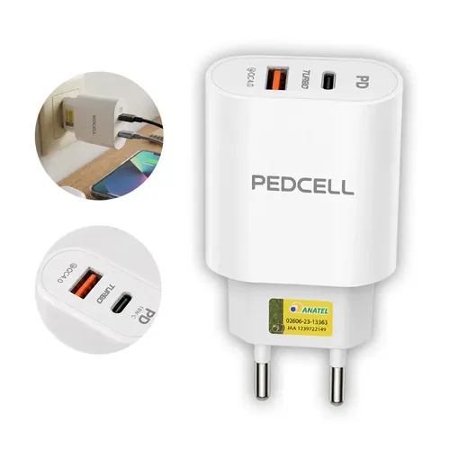 Carregador Base Turbo 40w Tipo C E Usb Carga Rápida Usbc 2 Entrad...
