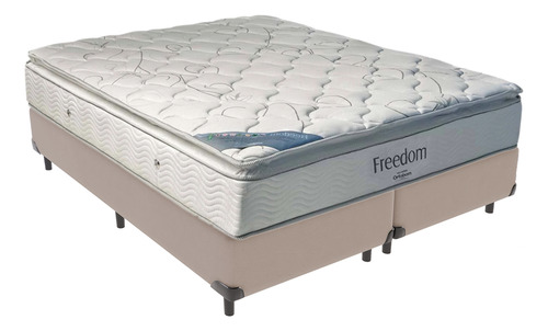 Cama Box Bege Colchão Freedom Molas Ensacadas Queen Ortobom