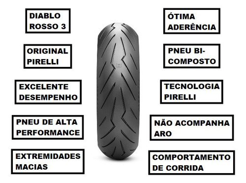 Pneu Pirelli Traseiro 190/55-17 Tl Rosso Iii Gsx S1000 A