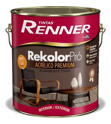 Pintura Rekolor Pro Fosco Renner Interior Exterior 3,6lt