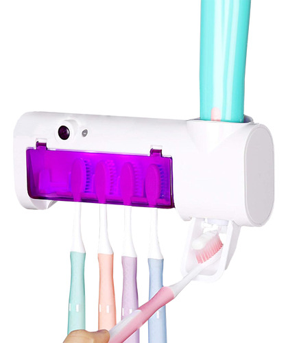 Suporte Dispenser Pasta E Escova De Dentes Esterilizador Uv