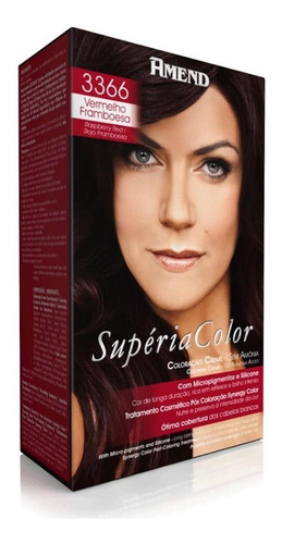Kit Tintura Amend  Supéria color tom 3366 vermelho framboesa para cabelo