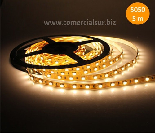 Tira De Led 5050 Blanco Calido 60led/m De 5 Metros ( Interio