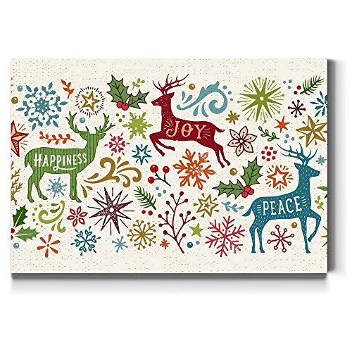 Renditions Gallery Winter Reindeer Wall Art, Colorido Con Co