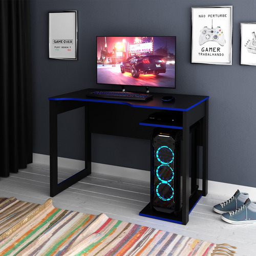 Imagen 6 de 8 de Mueble Escritorio Gamer Moderno Negro/azul Me4161.0002