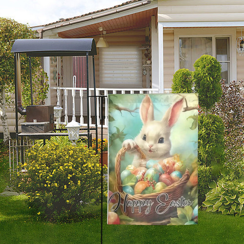Banderas De Jardín Con Forma De Conejito De Pascua, De Lino,