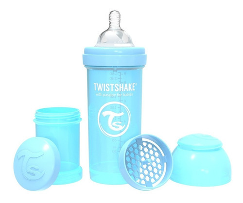 Twistshake Mamadera Anti-cólicos 260ml 2 + M Color Celeste