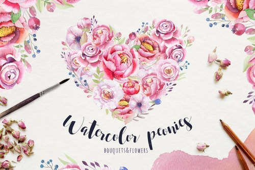 Cliparts Png Corazon Flores Rosas Acuarela Watercolor Pa68
