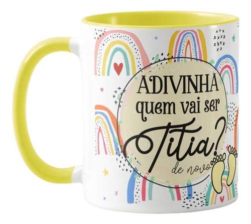 Caneca Presente Surpresa Para Contar Gravidez - Titia