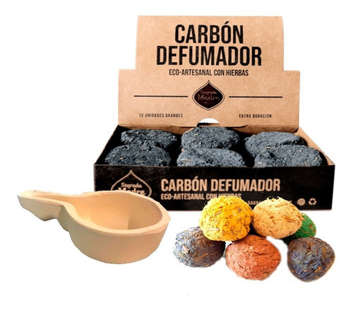 Kit Carbon Defumador Sagrada Madre +sahumador+bombitas 2x4