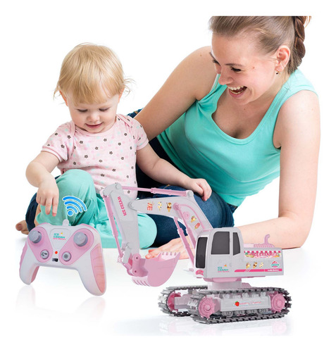 Excavadora Pinks Romantic Alloy Track Con Mando A Distancia,