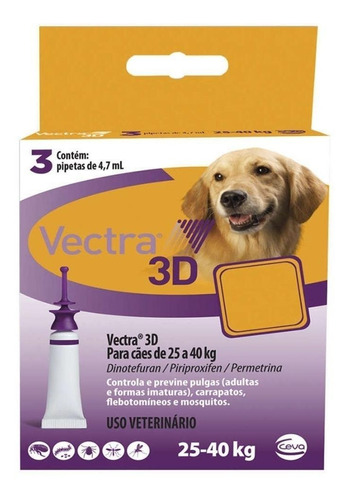 Pipeta antiparasitário para carrapato Ceva Vectra 3D para cão de 25kg a 40kg cor roxo