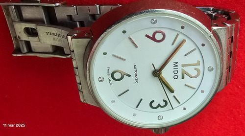 Mido Automático M7340a 4 Diamantes En Las 3,6,9,12 Plateado Blanco Blanco (Usado)