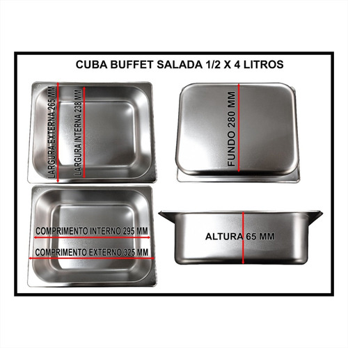 Buffet Self Service Inox 8 Cubas Quente 4 Frias Restaurante