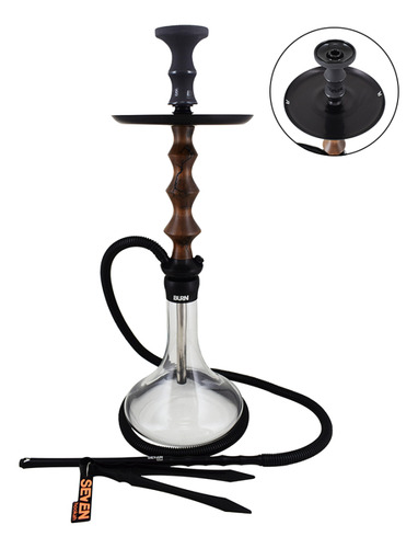 Kit Narguile Seven Burn Eletric Black Brown Completo Preto