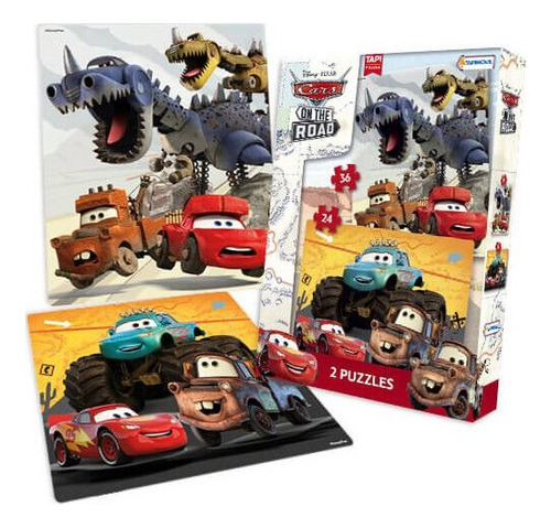 Rompecabeza Puzzle X2 Disney Cars 24 Y 36 Piezas Tapimovil