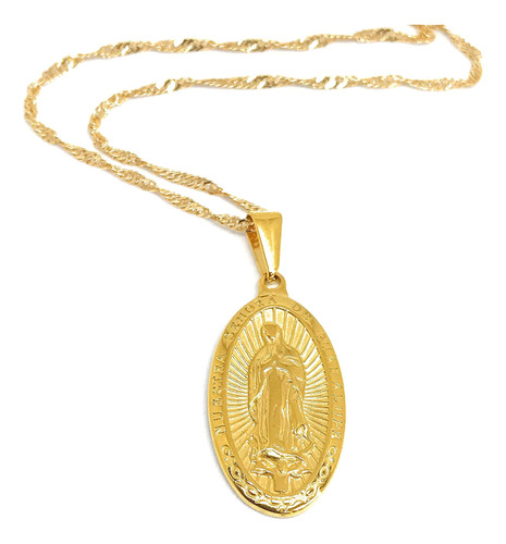 Leslie Boules Collar Con Medalla De Guadalupe Chapada En Oro