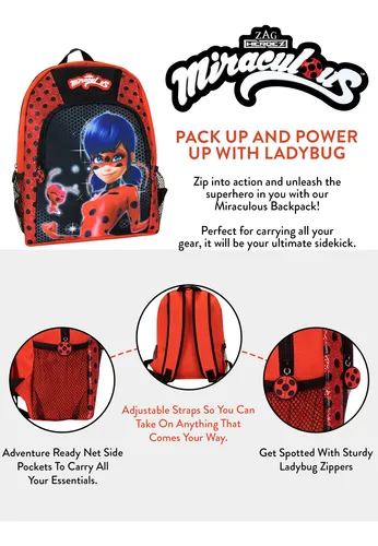 Mochila Miraculous Ladybug Para Niños, Color Rojo, Mercancía