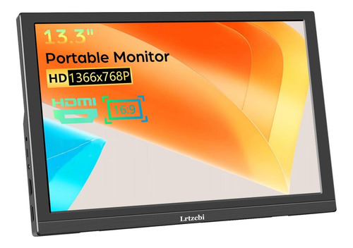 Monitor Portátil Lrtzcbi De 13.3 Pulgadas, Hd 1366x768p Pant