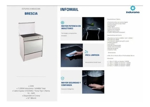Imagen 6 de 6 de Cocina Eléctrica Inducción 220v 4 Zonas Brescia Indurama