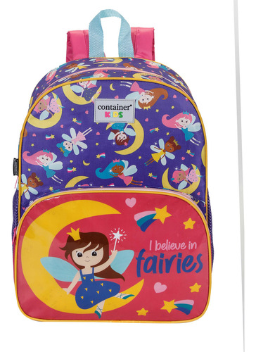 Mochila Costas G Escolar Container Kids Dermiwil Cor Fadas Lilás Desenho Do Tecido Liso