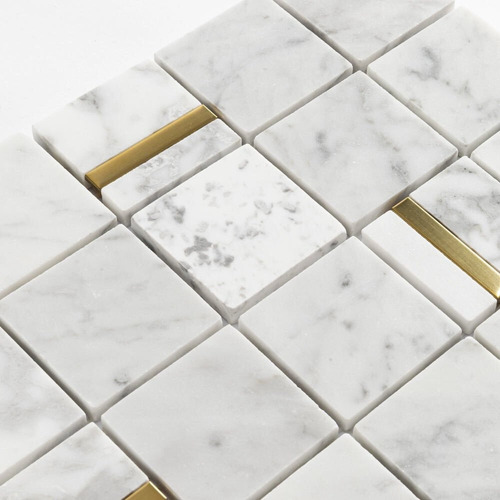 Pastilhas De Pedra Quadrada Mármore Carrara Dh