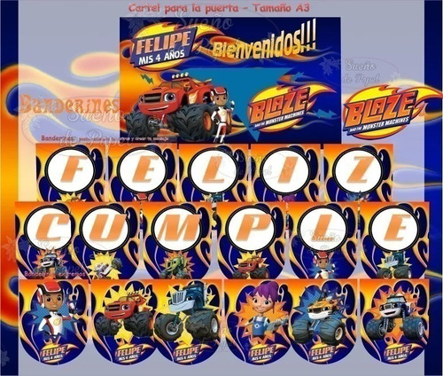 Kit Imprimible Blaze And The Monster Machine Candy Editable
