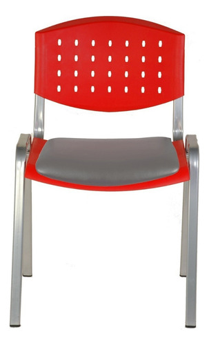 Silla Fija Oficina Apilable Plastica Caños En Gris Reforzada Color Gris Oscuro