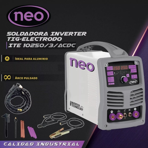 Imagen 2 de 6 de Soldadora Inverter Tig Aluminio Acdc Mma 250amp 220v Neo