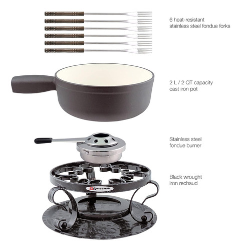 Set De Fondue De Queso De Hierro Fundido Swissmar Lugano, 9