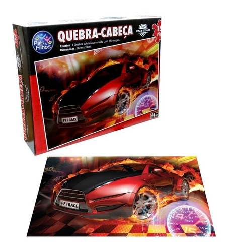 Jogo Quebra Cabeça Infantil Puzzle 150 Peças Carro Race Team