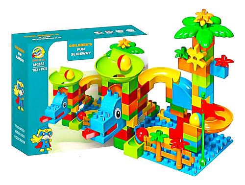 Juego Bloques Construccion Tobogán De Pelotas Didáctico 102p