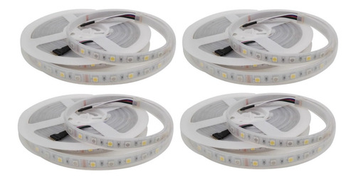 Kit 4 Fitas Led 5050 Rgbw 5 Metros Ip67 5 Vias 300led