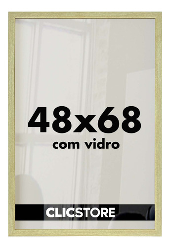 Moldura 48x68 Quadro Decorativo Vidro Poster Foto Corredor Cor Carvalho Liso