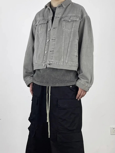Chaqueta Casual De Mezclilla Lavada Para Hombre