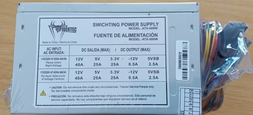 comprar Fuente Spidertec Atx 600w 20+4, 600w, Negro