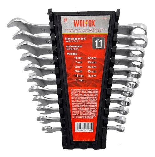 Juego Llaves Combinadas Metricas 11pzas 6-16mm Wf0202 Wolfox