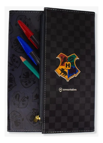 Caderno Estojo Modelo Hogwarts Harry Potter Com 96 Folhas Cor Preto