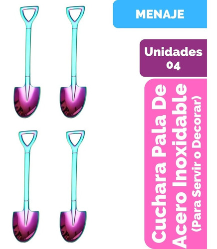 Pack De 4 De Cucharas Pala De Acero Inoxidable Para Postre