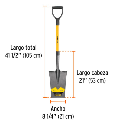 Pala Tru Glass Escarramán, Puño Y 41.5 Pulgadas Truper