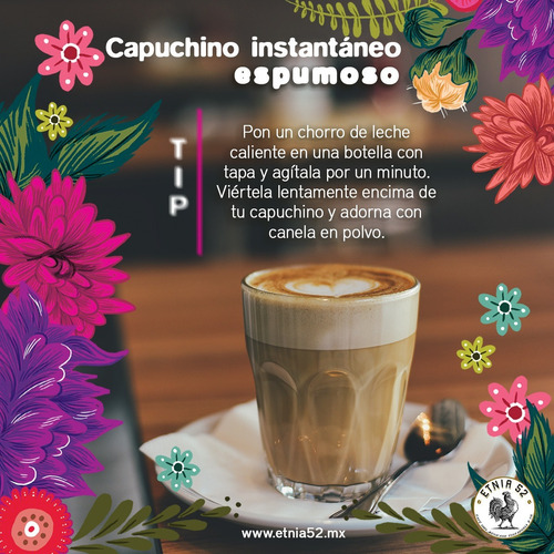 Imagen 8 de 8 de Café Capuchino Instantáneo Varios Sabores, Etnia 52 - 500gr