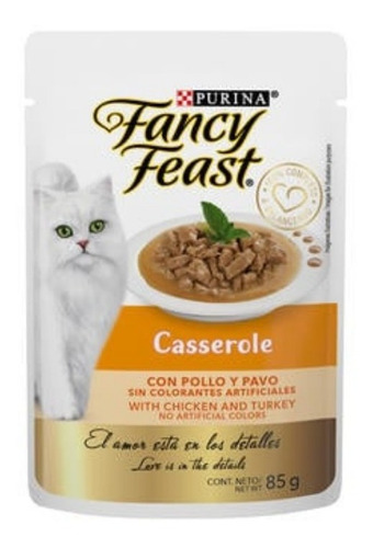 Fancy Feast Gato Casserole Receta Pollo Y Pavo Sobre 85g