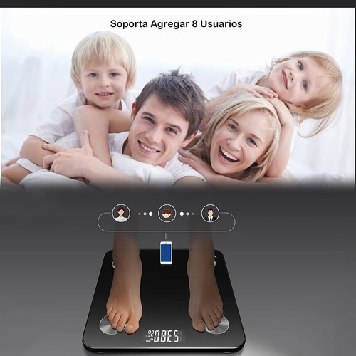 Báscula Inteligente Corporal Muscular Bluetooth 180kg Negro