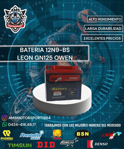 Bateria 12n9- Bs Leon Owen Gn125