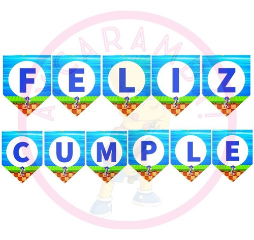 Banderin Guirnalda Feliz Cumple Sonic